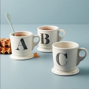 ANTHROPOLOGIE Monogram Mug Personalized Name Initial Letter Coffee Cup12 fl. oz